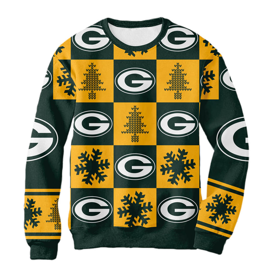 Sudadera Navideña Green Bay Packers Cuadros