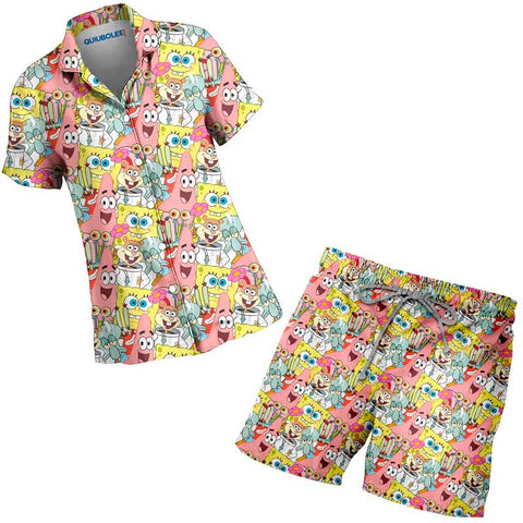 Conjunto Camisa Pijama Amigos Esponjosos