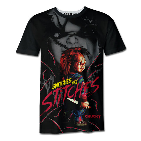 Playera Pijama Chucky Snitches Get Stitches