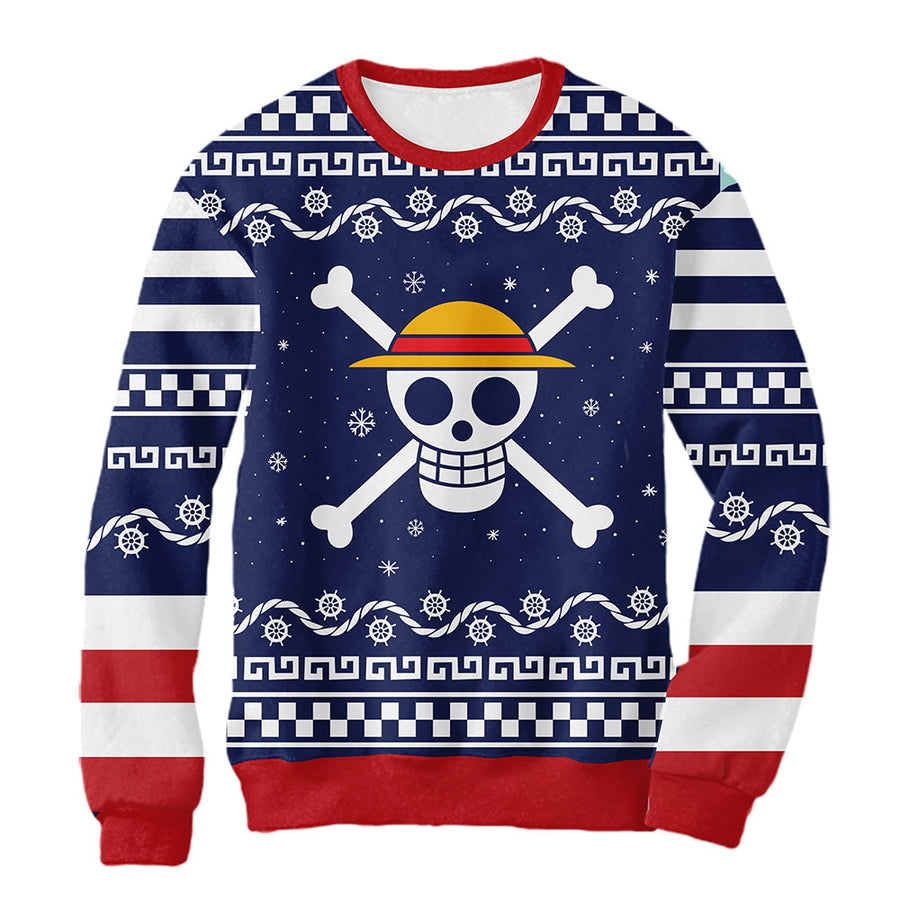 Sudadera Navideña One Piece Mugiwara Blue