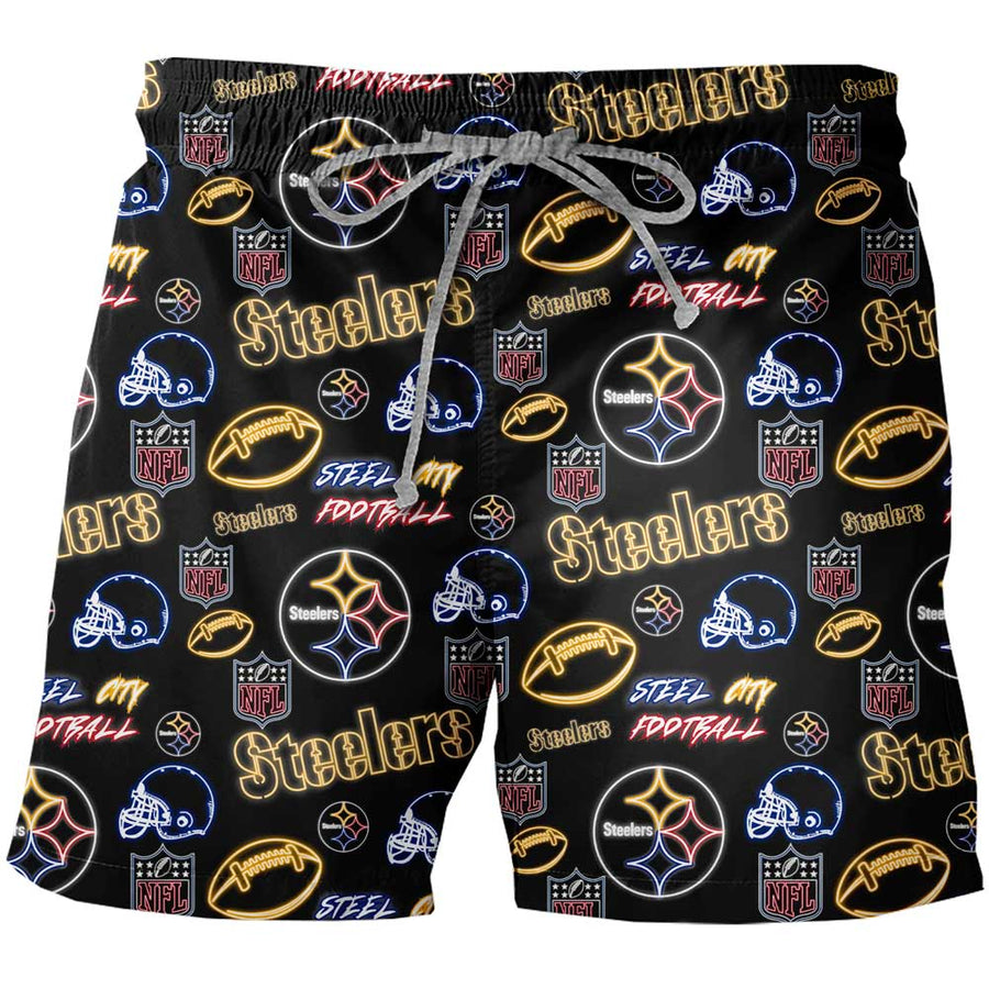 Traje De Baño Hombre Steelers Neon