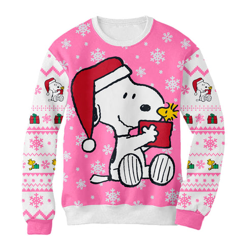 Sudadera Navideña Snoopy Navidad Rosa