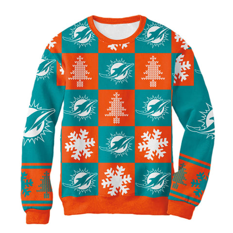 Sudadera Navideña Miami Dolphins Cuadros