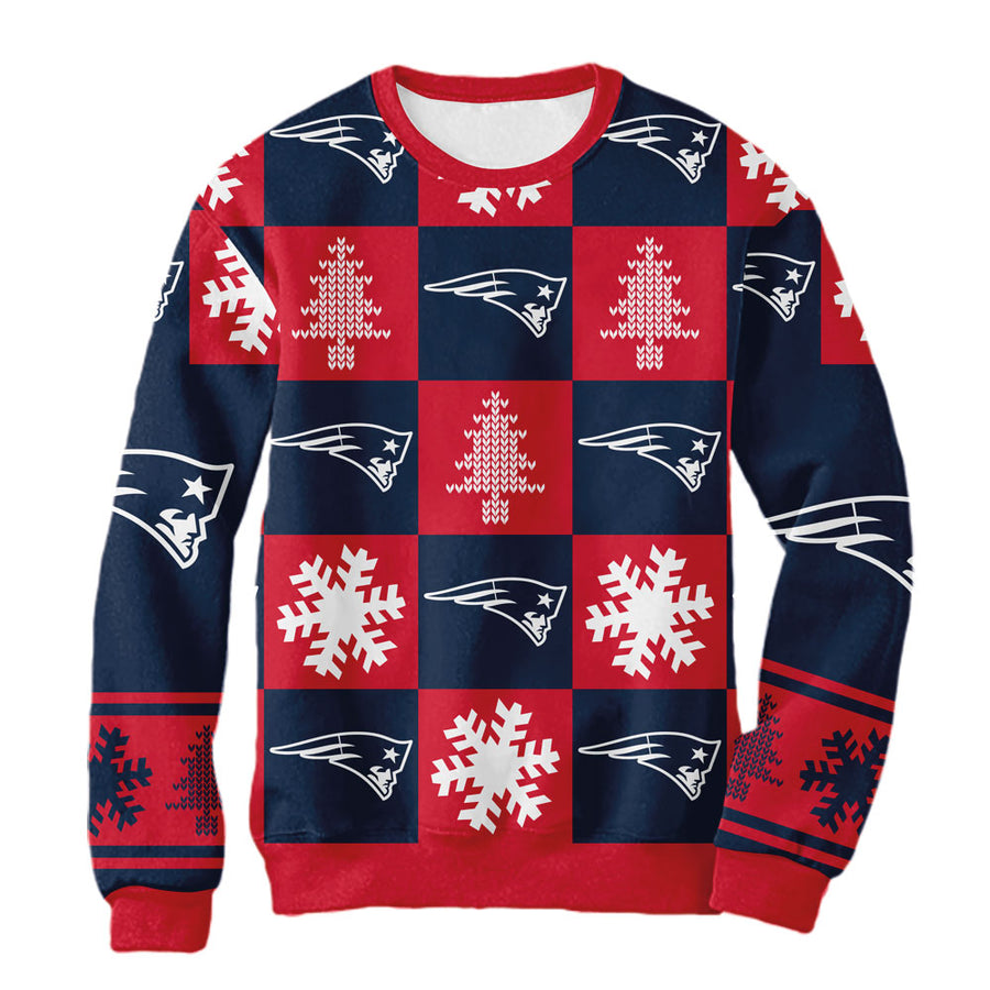 Sudadera Navideña New England Patriots Cuadros