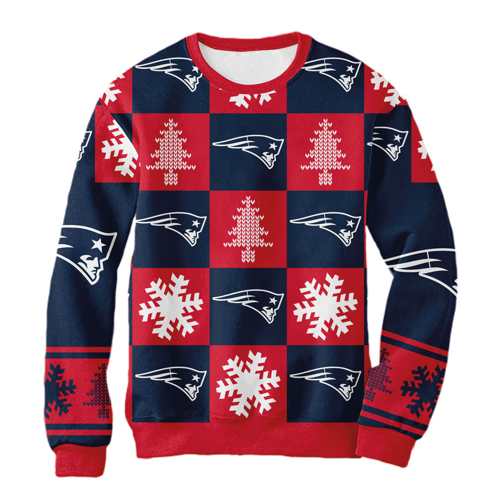 Sudadera Navideña New England Patriots Cuadros