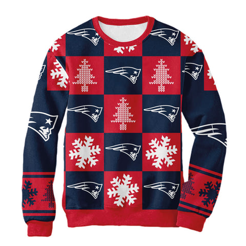 Sudadera Navideña New England Patriots Cuadros
