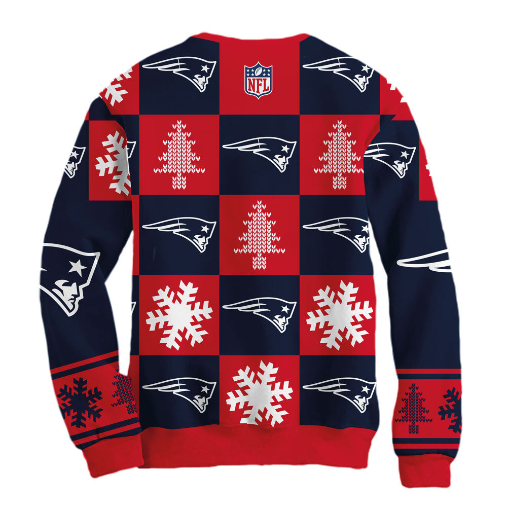 Sudadera Navideña New England Patriots Cuadros