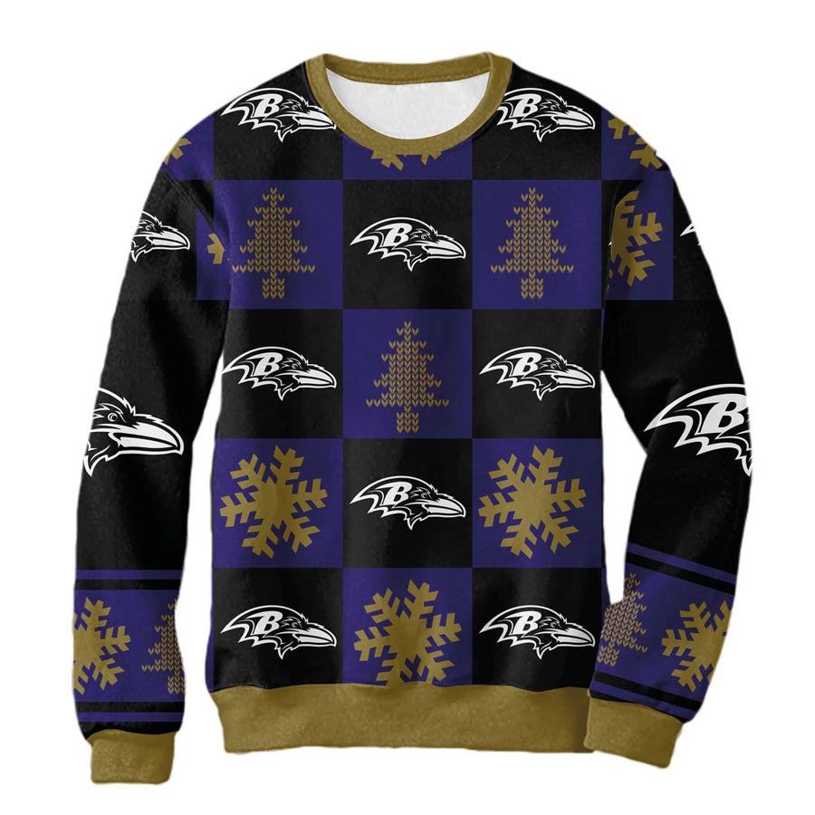 Sudadera Navideña Baltimore Ravens Cuadros