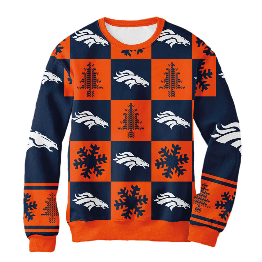 Sudadera Navideña Denver Broncos Cuadros