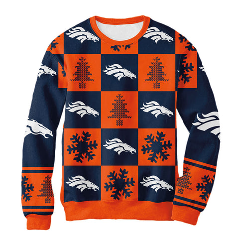 Sudadera Navideña Denver Broncos Cuadros