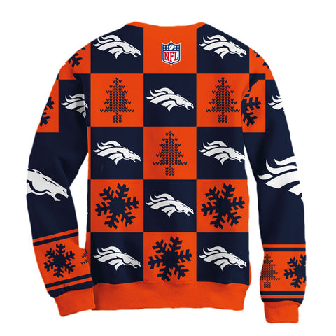 Sudadera Navideña Denver Broncos Cuadros