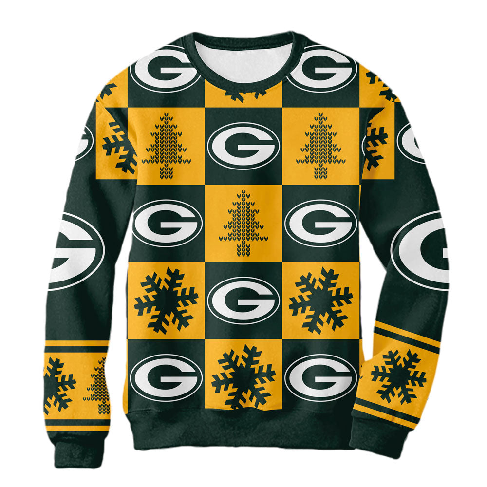 Sudadera Navideña Green Bay Packers Cuadros