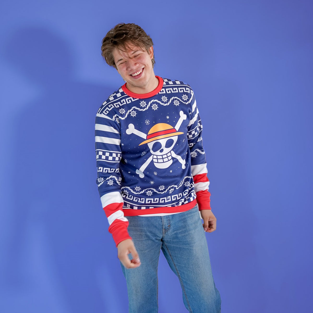 Sudadera Navideña One Piece Mugiwara Blue