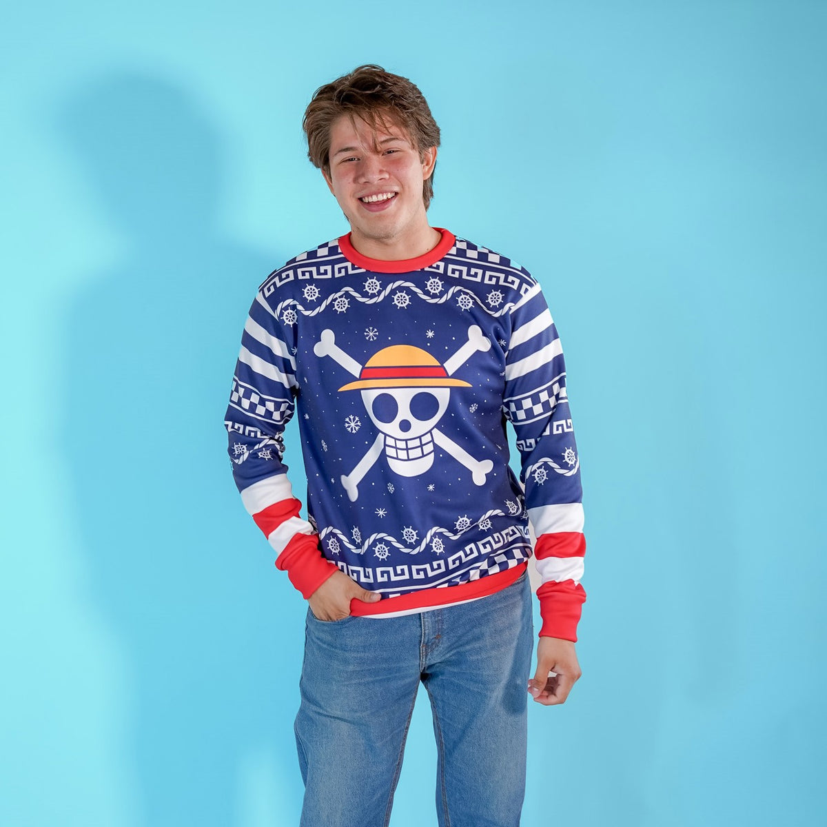 Sudadera Navideña One Piece Mugiwara Blue