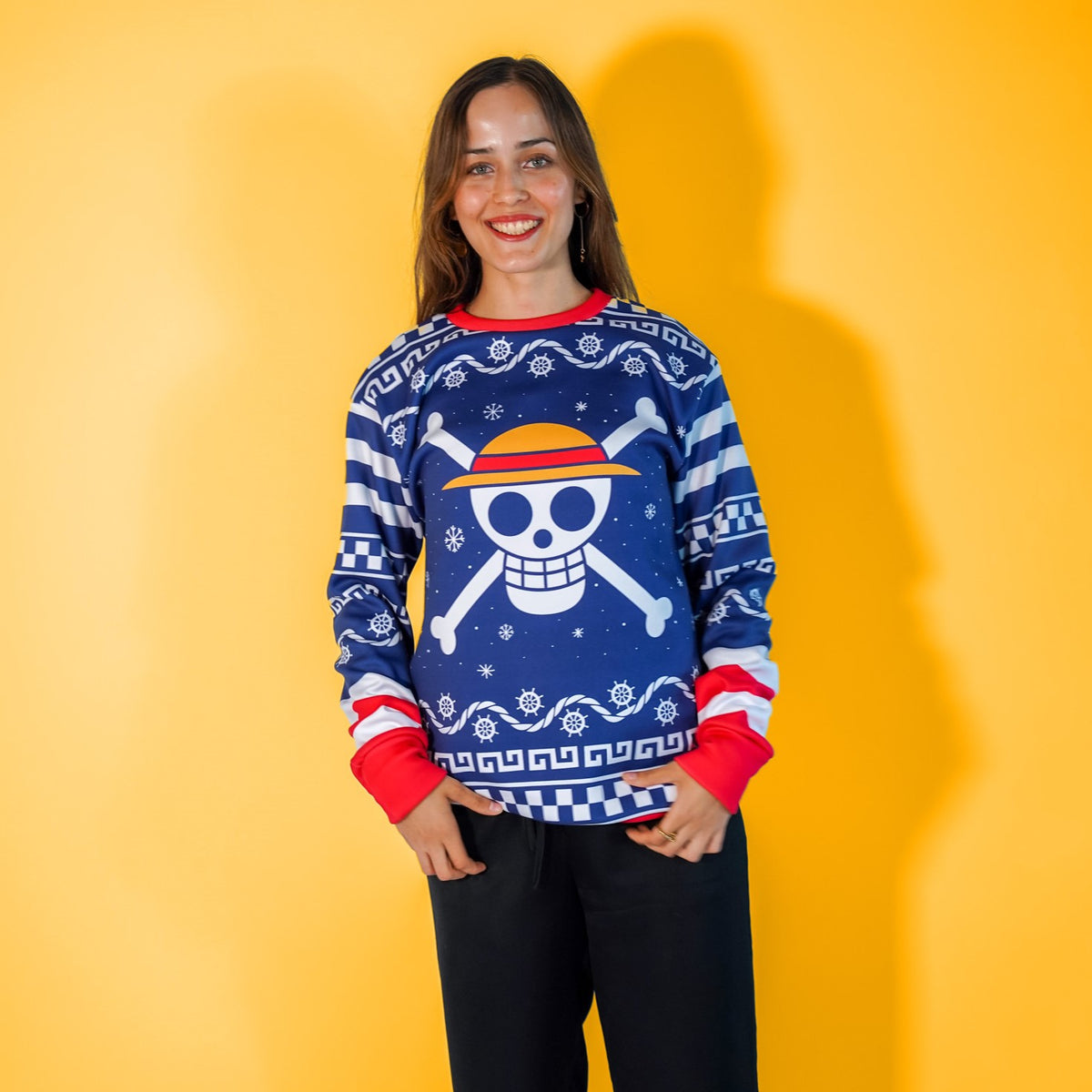 Sudadera Navideña One Piece Mugiwara Blue