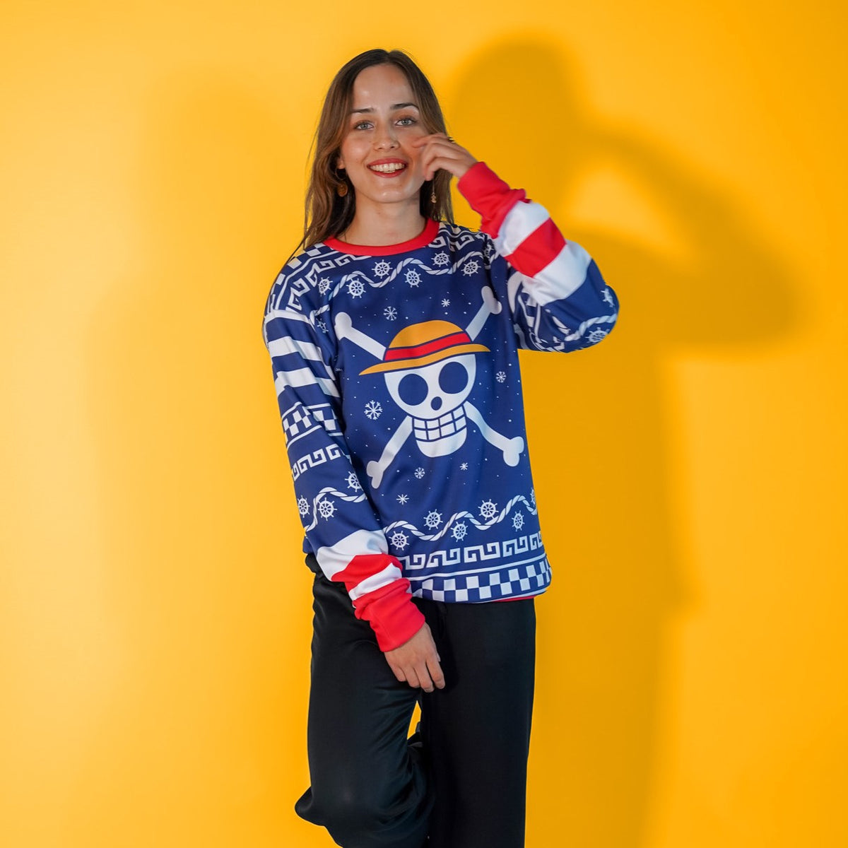 Sudadera Navideña One Piece Mugiwara Blue