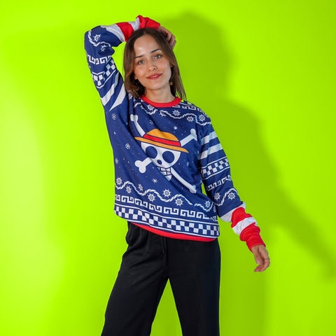 Sudadera Navideña One Piece Mugiwara Blue