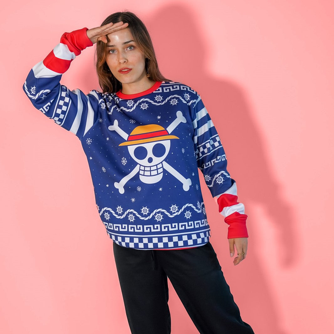 Sudadera Navideña One Piece Mugiwara Blue