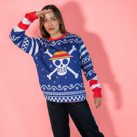 Sudadera Navideña One Piece Mugiwara Blue